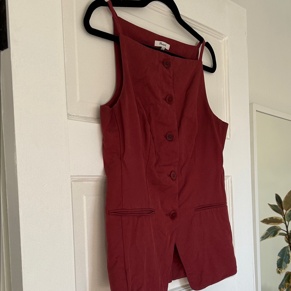 Madewell Rust Button-Front Square-Neck Tank - Picture 4 of 7